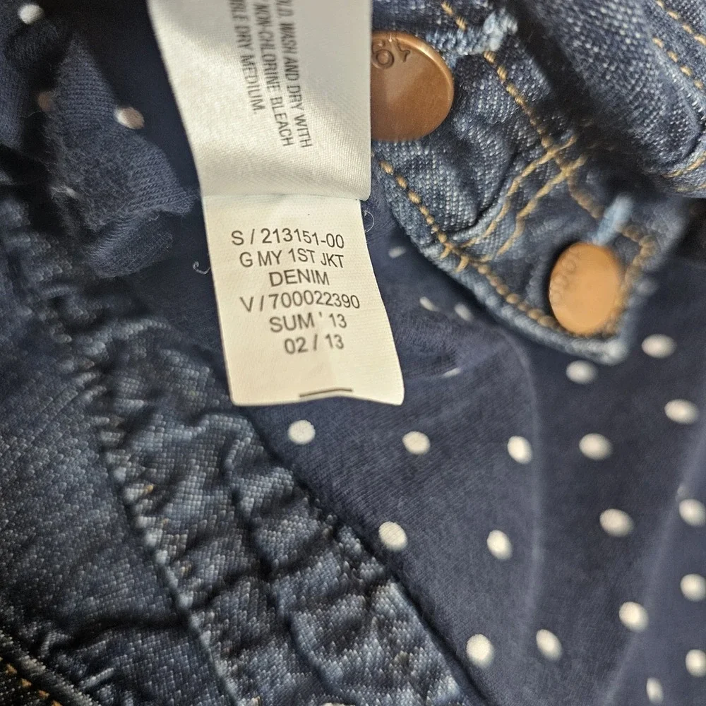Baby Gap Denim Jacket‎ 12 18 Months Polka Dot Lined Jean Coat